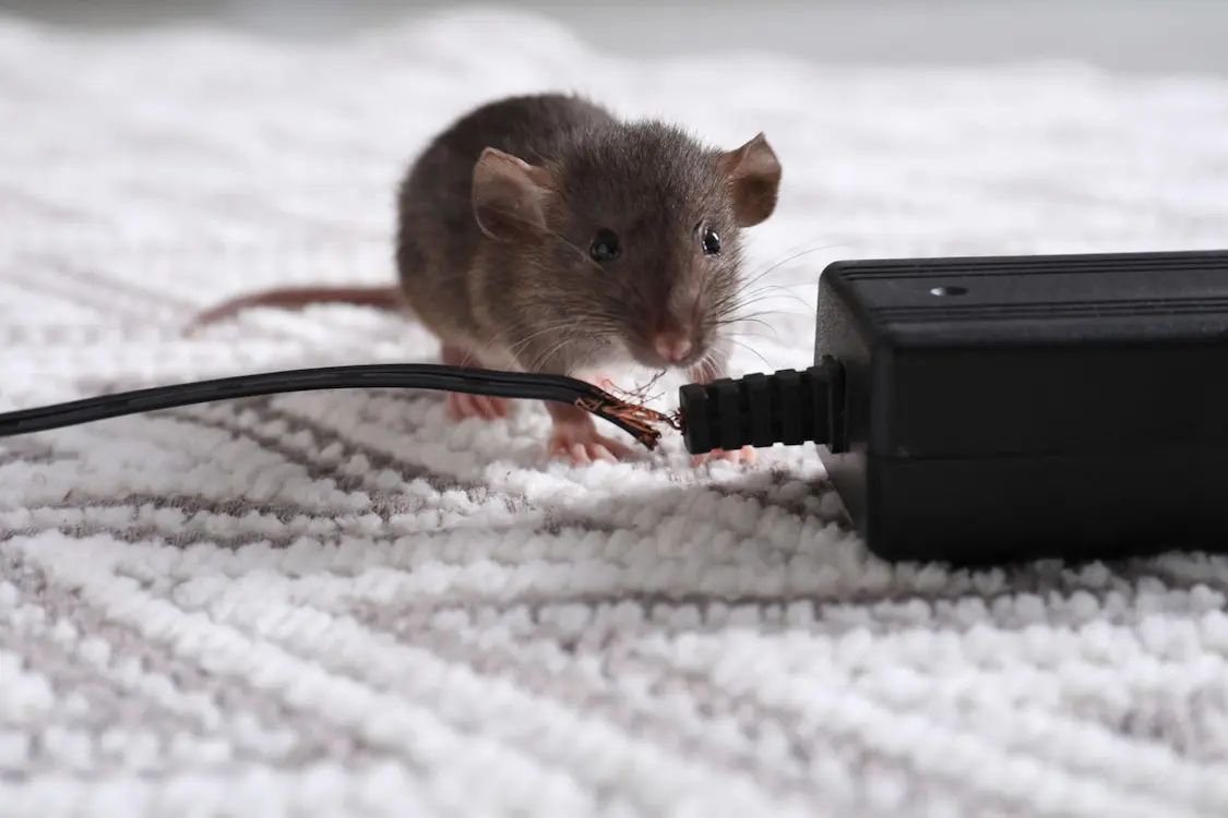 Mouse chewing electrical wire inside a home